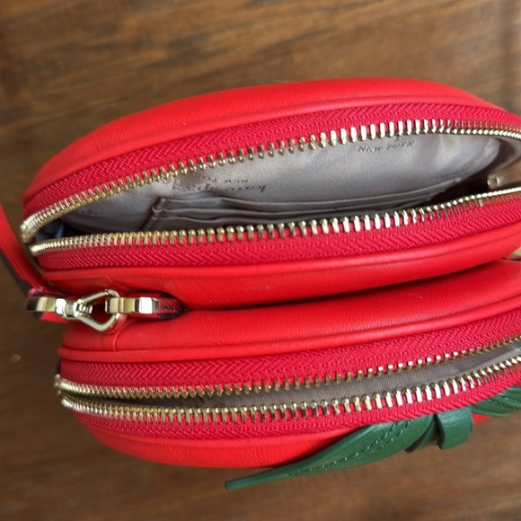 Kate Spade Double Mangia Small  Red Tomato Crossbody Bag Like New - Picture 7 of 9